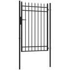 Safety Gate with Lock, 3 Keys and 2 Posts, in Galvanized Steel, 107x204 cm, Black