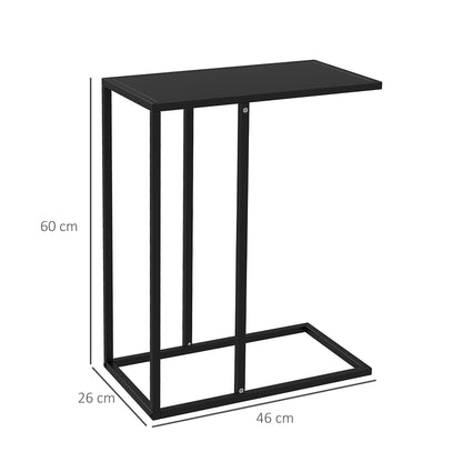 Industrial C-Shaped Tall Coffee Table in Steel, 46x26x60 cm, Black