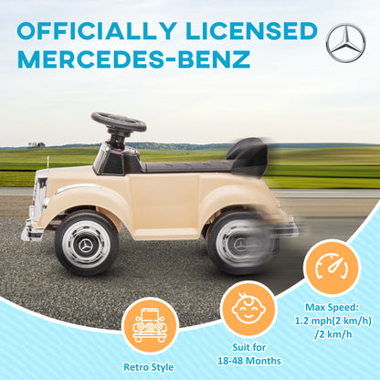 Electric Ride-On Toy Car for Children 18-48 Months Mercedes-Benz License with Music, Beige