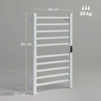 Smart 10-Bar Electric Towel Warmer with Timer and LCD Display, Stainless Steel, 45x11x80 cm, White