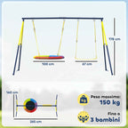 Adjustable Children's Nest Swing and Garden Swing Set, Metal, 265x160x178 cm, Multicolor
