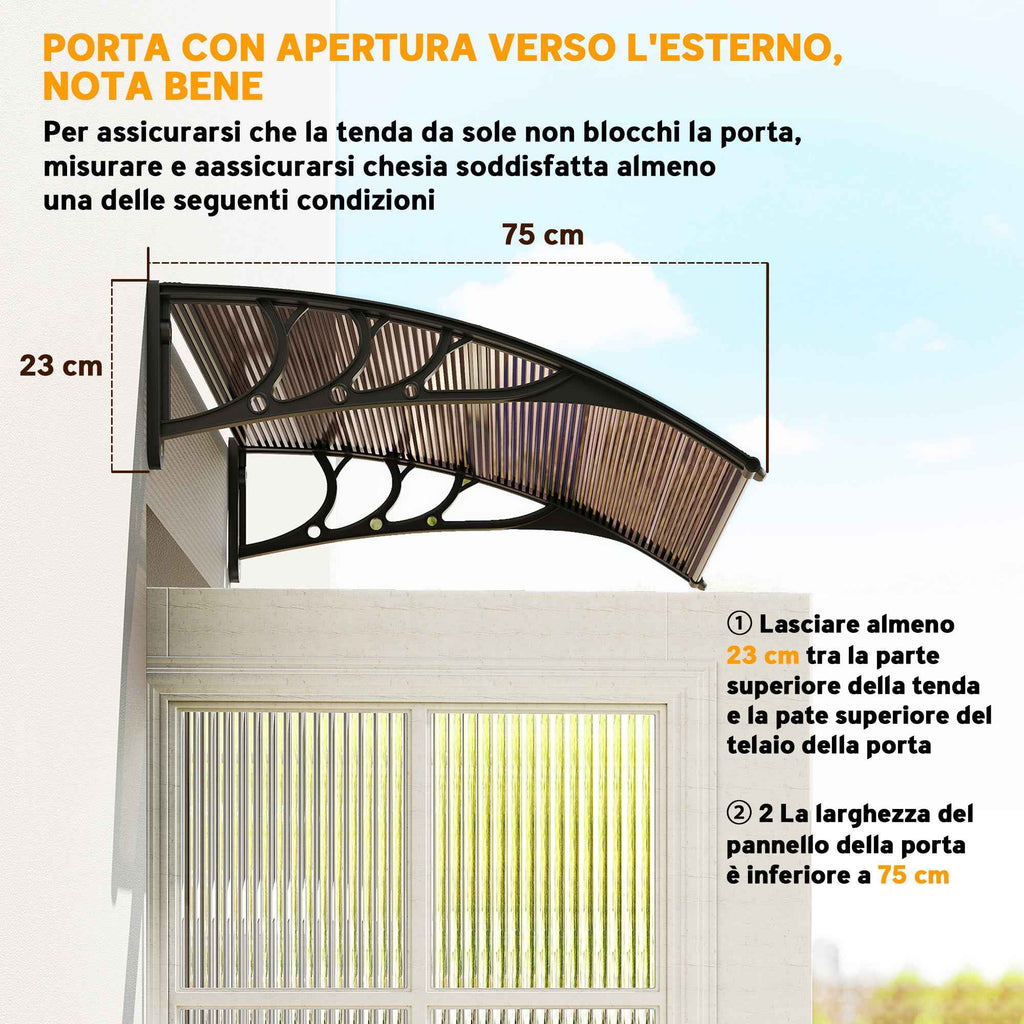 Outsunny Waterproof and Anti-UV Outdoor Canopy, in PC, PP and Aluminum, 75x120x23 cm, Brown and Black