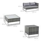 4 -piece garden outsunny set with 2 2 seater sofas, coffee table and high table, in steel and rattan - Borgè