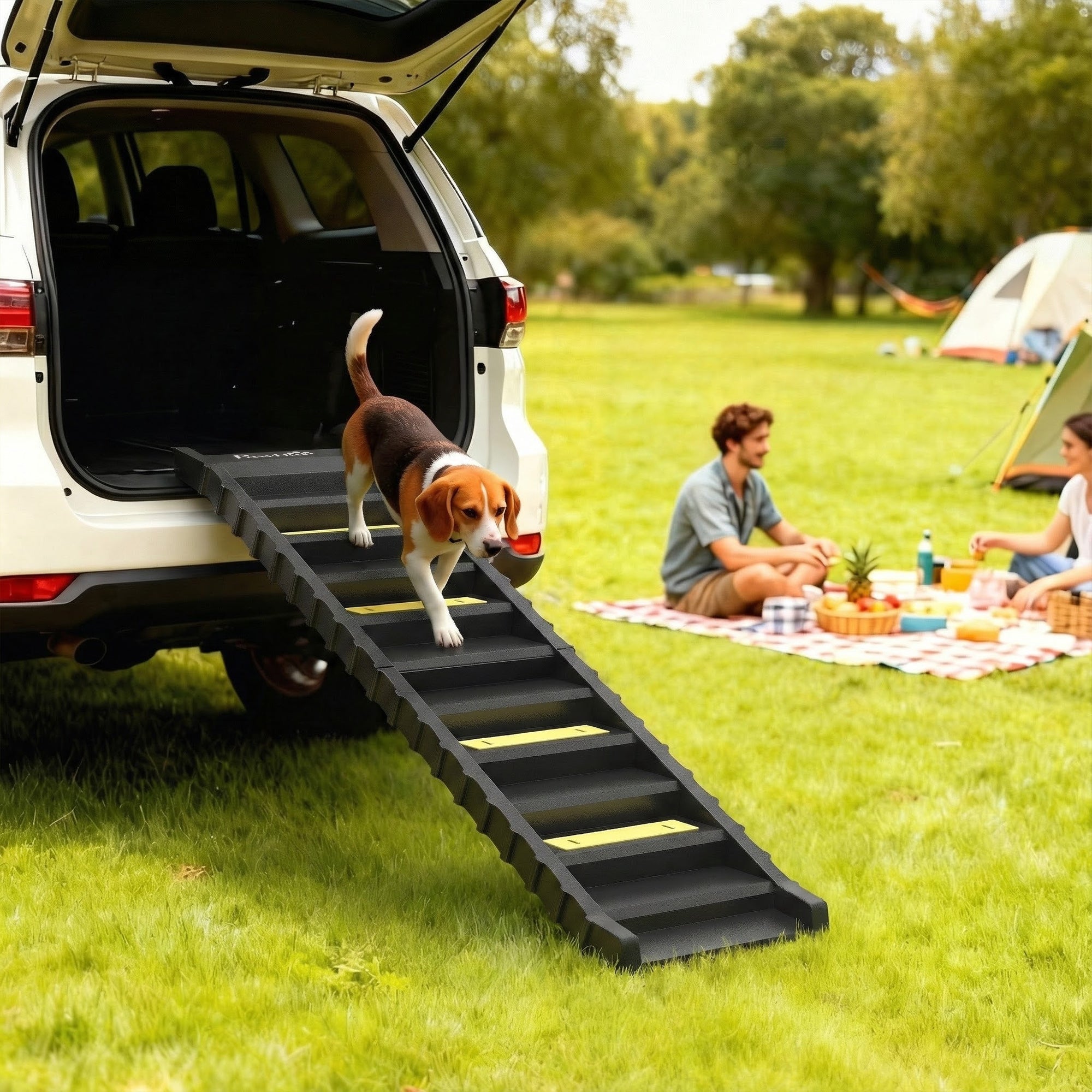 PawHut 10-Step Non-Slip Folding Dog Step for Cars and Beds, 150 lb Capacity, Black