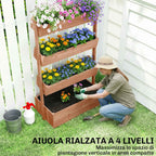 Outsunny Raised Garden Bed, Vertical Wooden Planter with Drainage and Lining.