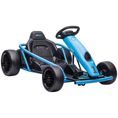 HOMCOM Electric Go-Kart for Children 8-12 Years with High Backrest and Safety Belt, 115x77x54 cm, Blue and Black