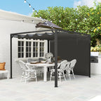 Gazebo Pergola Retractable 3x3 m with Roller Blind and Drainage Holes, in Steel and Polyester Dark Grey