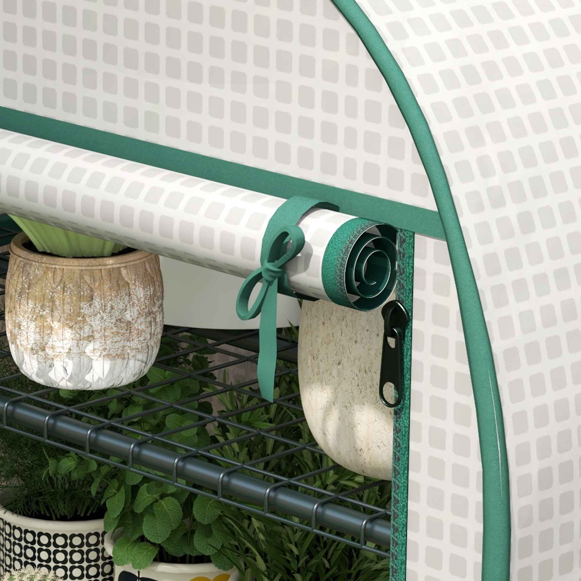 Outsunny Vertical Garden Greenhouse with 4 Metal Shelves and PE Cover, 80x50x160 cm, White