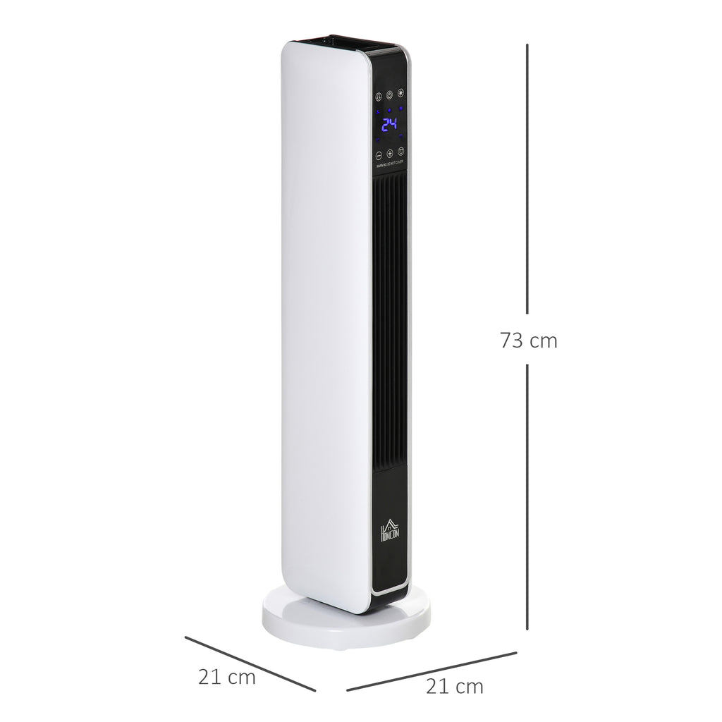 HOMCOM 2200W Electric Ceramic Heater with 3 Modes, 8-Hour Timer, Remote Control, LED Panel, White