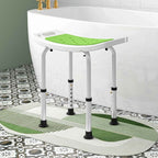 HOMCOM Shower Stool in Aluminum Alloy and Non-Slip Plastic, 6-Level Adjustable Height 39-52cm, Green