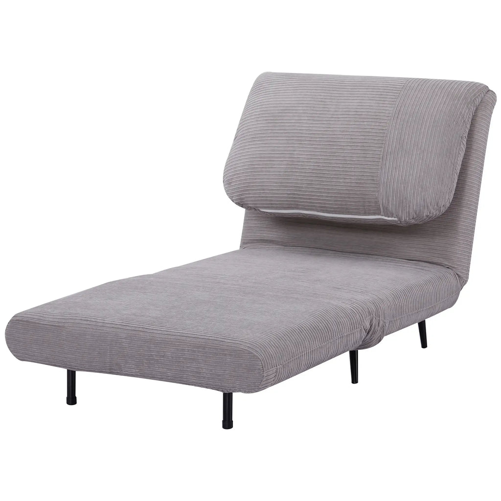 2 in 1 Single Sofa Bed, 3-Level Adjustable Backrest and Padded, Wood and Steel Frame