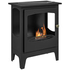 Bioethanol Fireplace in Stainless Steel with 1.2L Burner for 3 Hours of Burning Time, 36x26x54cm, Black