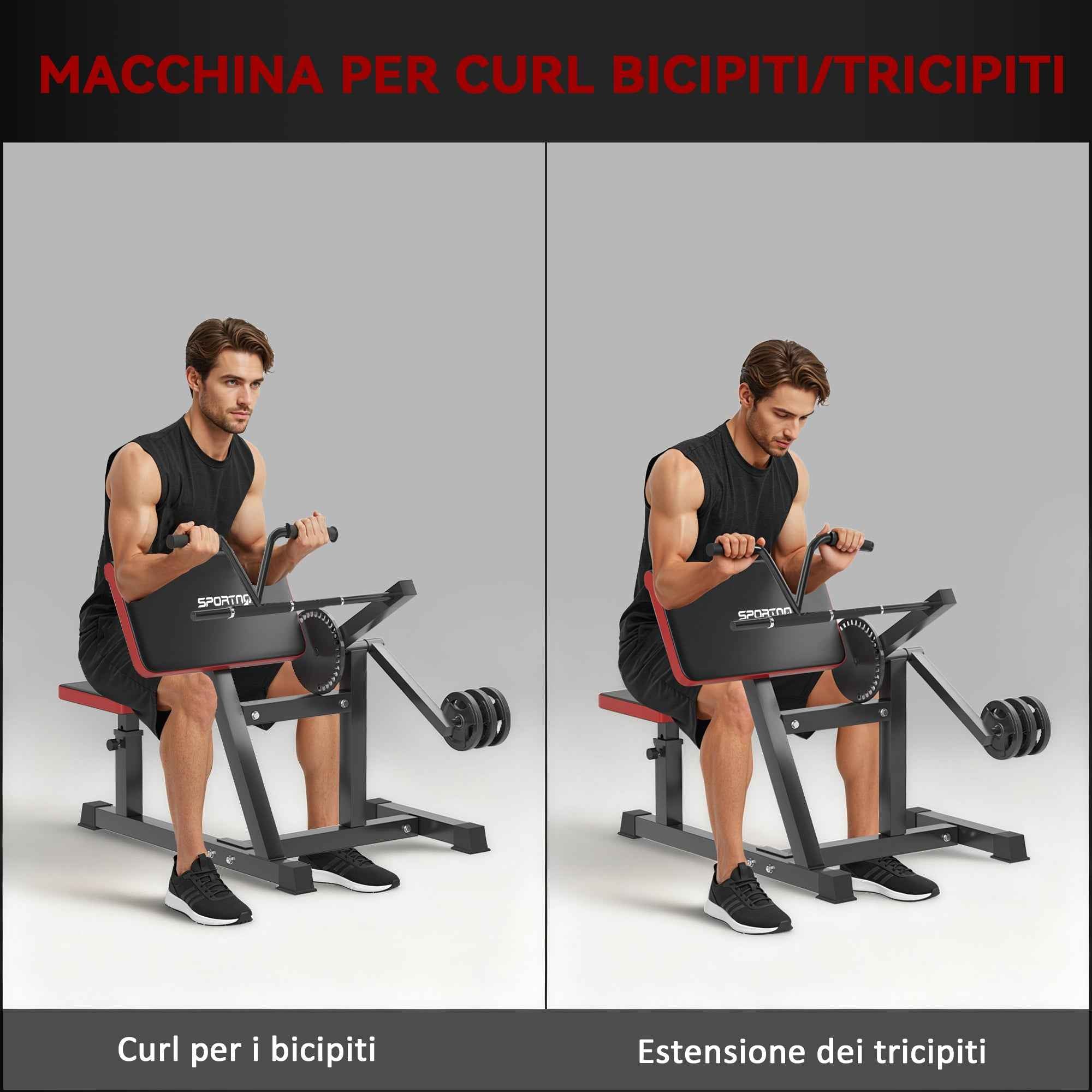 SPORTNOW Bicep Curl Bench with Adjustable Seat and Elbow Rest, Weight Rack, Black