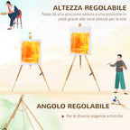 Space-Saving Beech Wood Painting Easel with Adjustable Height and Angle, 93x84x183 cm
