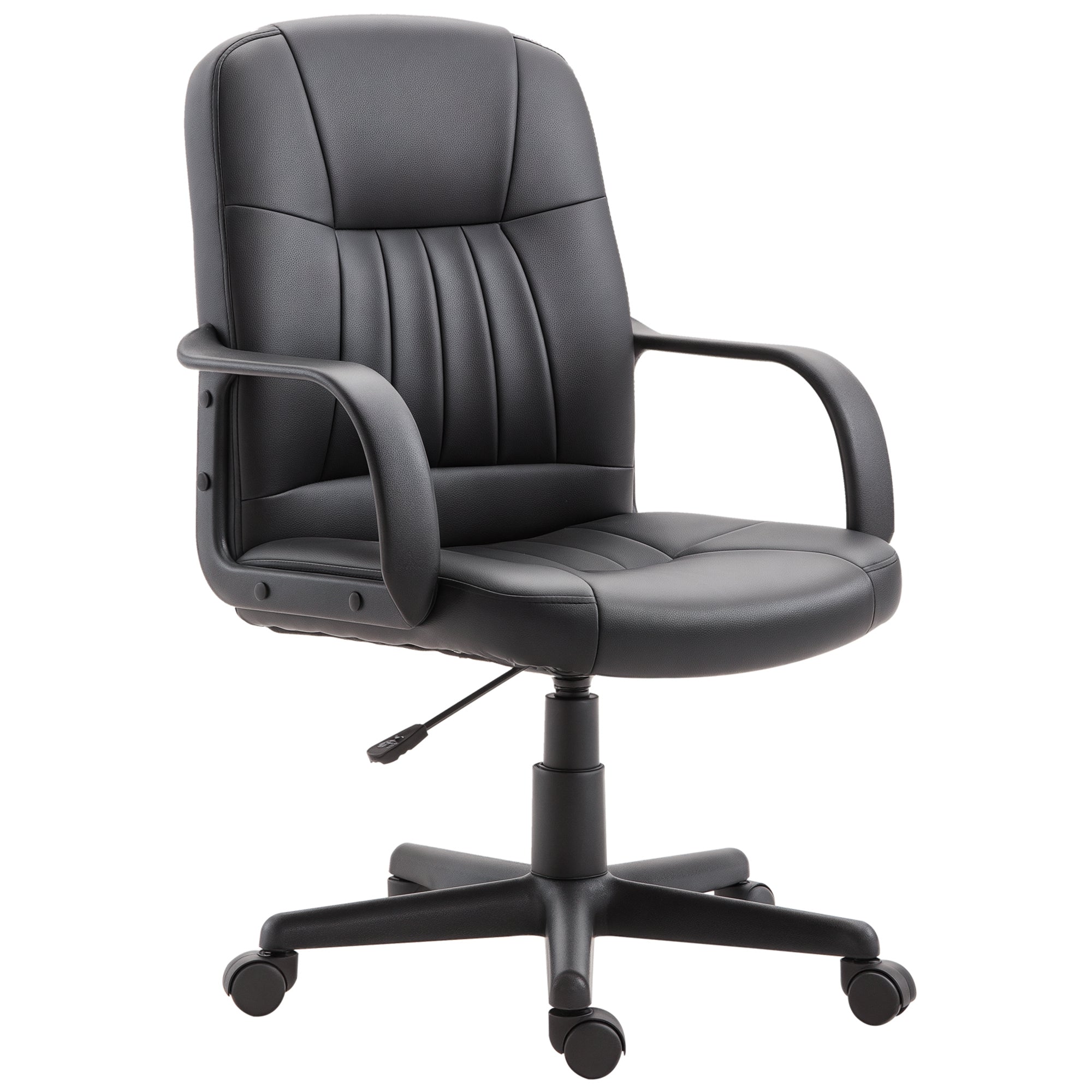 Ergonomic Swivel Office Chair, Height-Adjustable Faux Leather Office Chair, 60x60x94-103cm, Black
