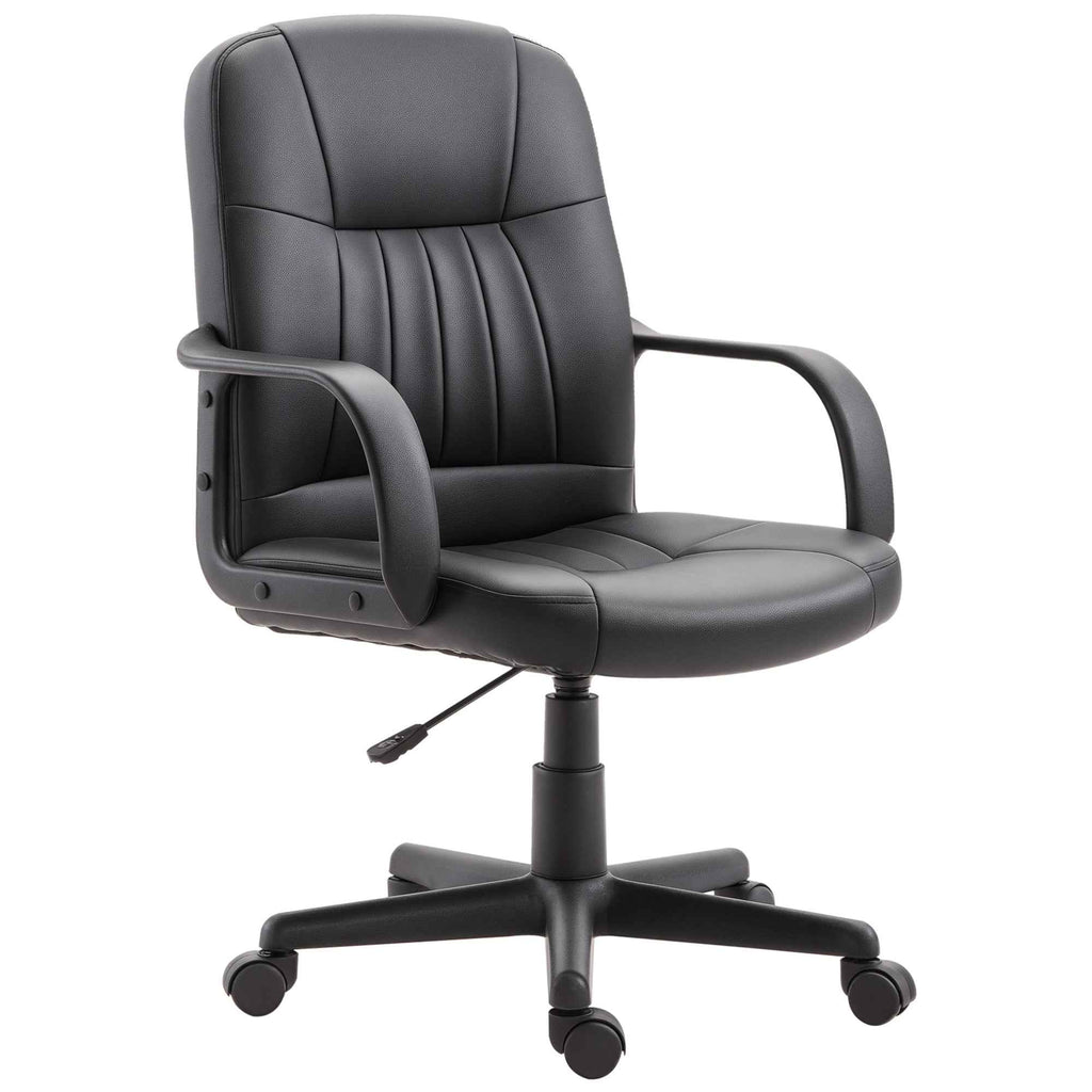 Vinsetto Ergonomic Swivel Office Chair, Height-Adjustable Faux Leather Office Chair, 60x60x94-103cm, Black