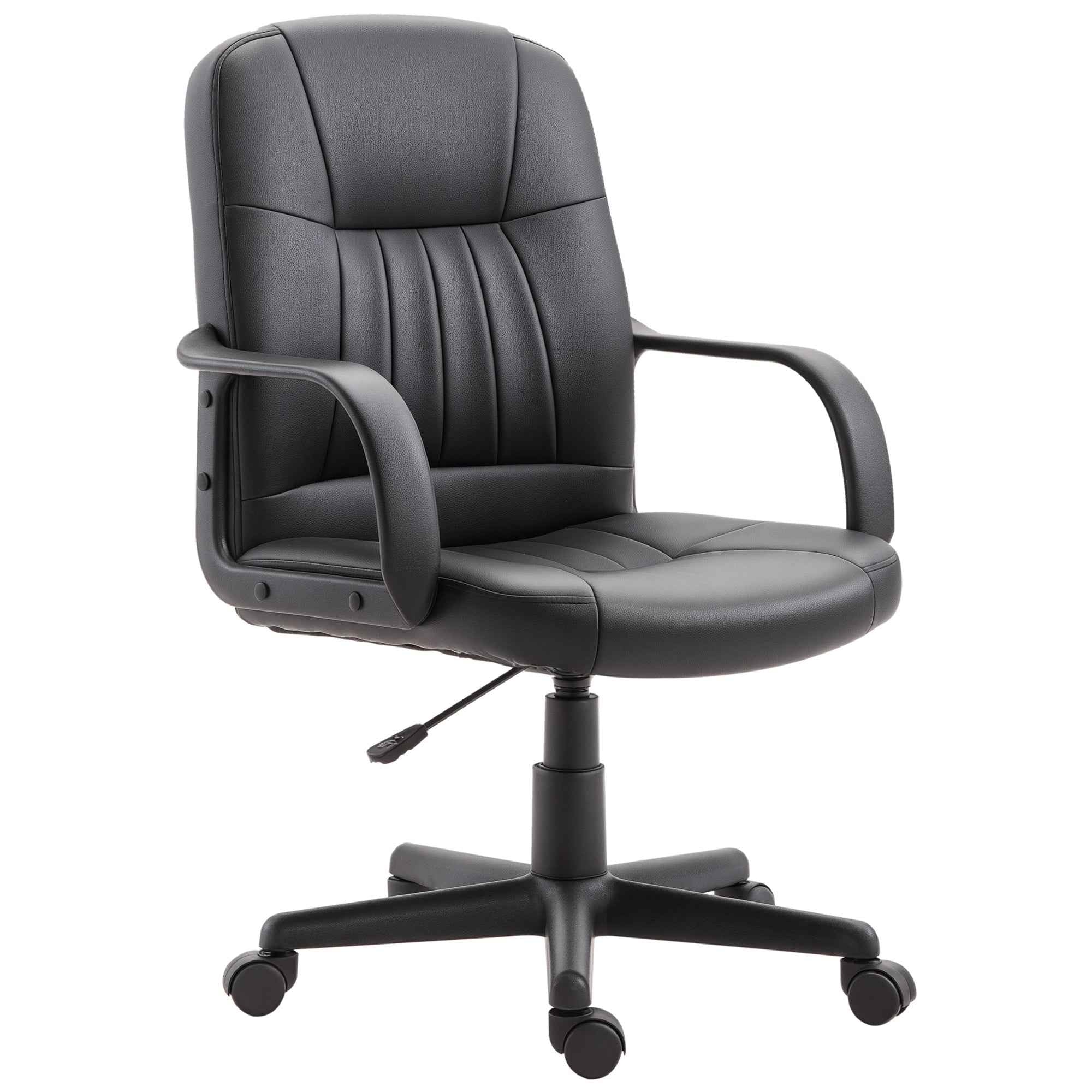 Vinsetto Ergonomic Swivel Office Chair, Height-Adjustable Faux Leather Office Chair, 60x60x94-103cm, Black