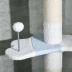 Ceiling Cat Tree with Adjustable 225-255cm Pole, Ball and Platforms, White