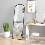Modern Floor and Wall Mirror in Aluminum Alloy with Folding Stand, 50x161.5cm, Black - Borgè