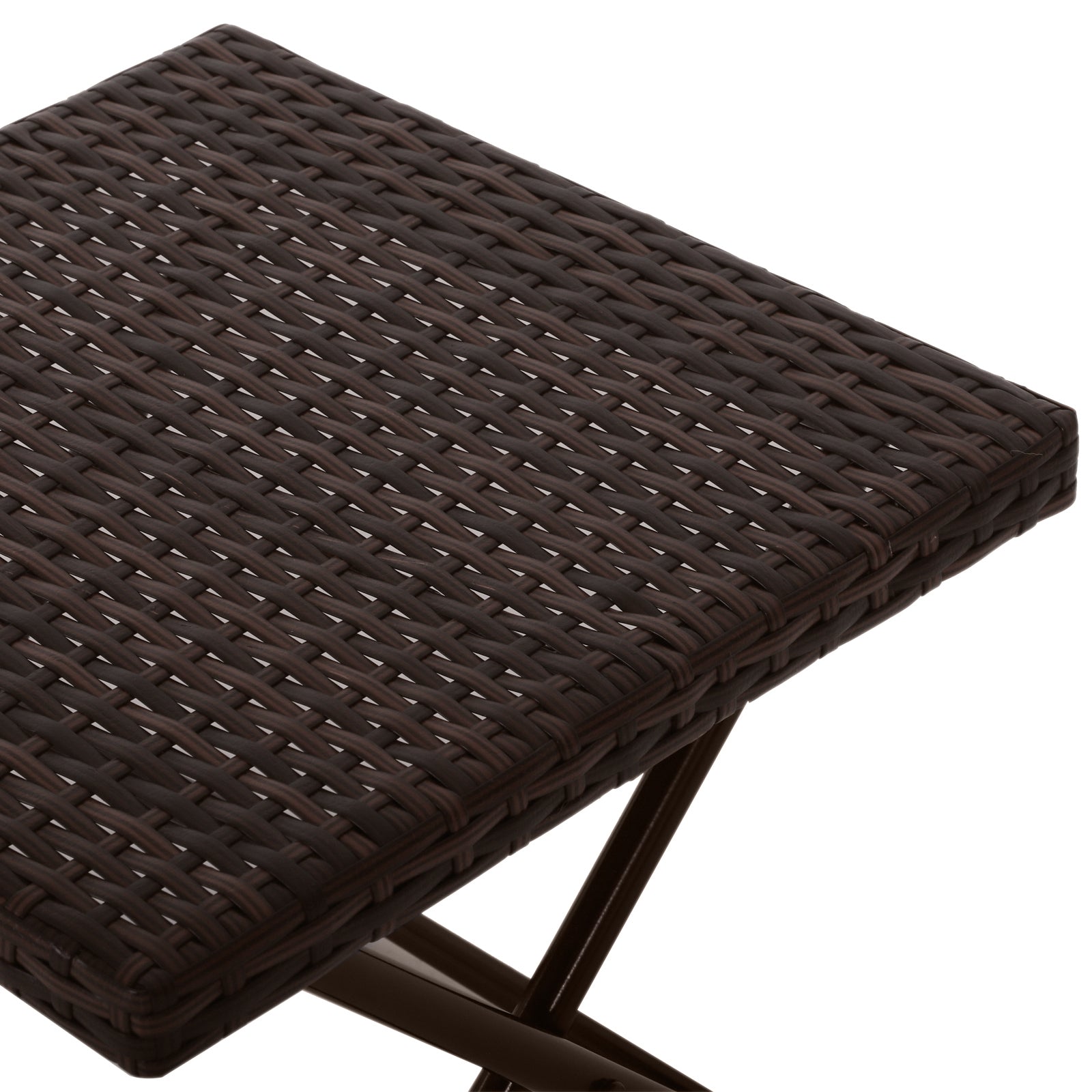 Folding Garden Table in Synthetic Rattan and Steel, Space-Saving Balcony Table, 40x40x40cm, Brown