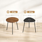 Set of 2 Stackable Coffee Tables with Metal Frame for Living Room and Office, Walnut and Black