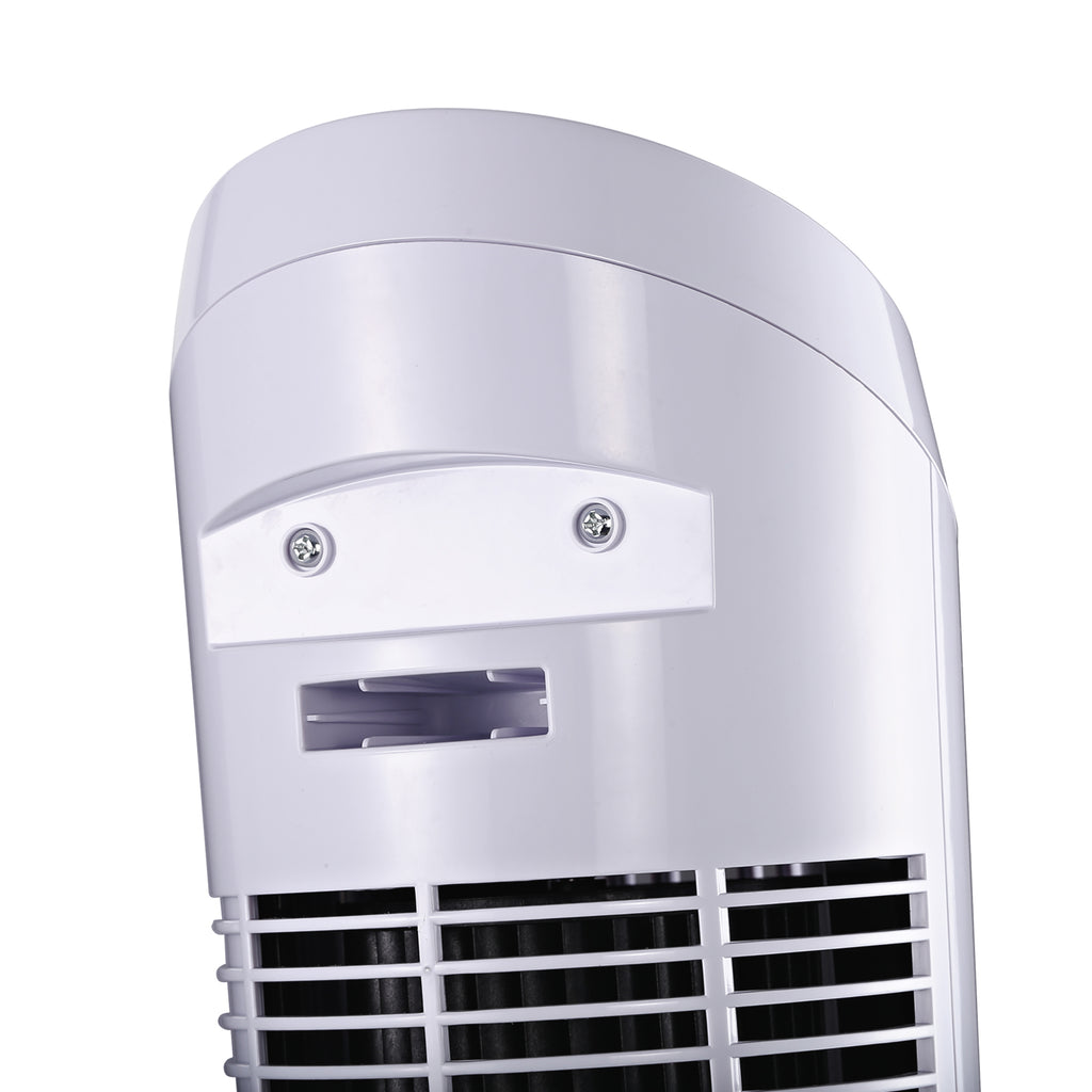 45W 3-Speed ??Oscillating Tower Fan, ABS Plastic Column Fan, 27x27x75cm, White - Borgè