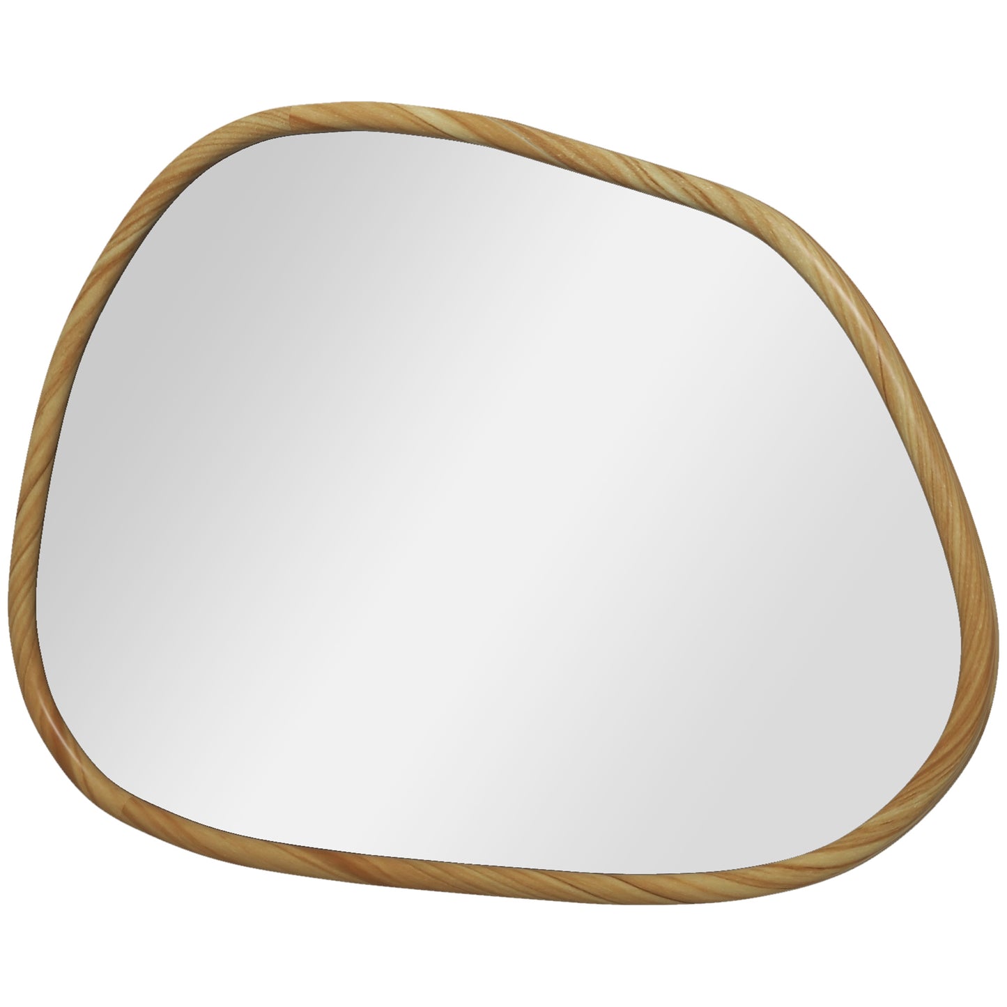 HOMCOM Modern Wall Mirror with Irregular Edges and Wooden Frame for Bedroom and Entrance, 80x60 cm - Borgè