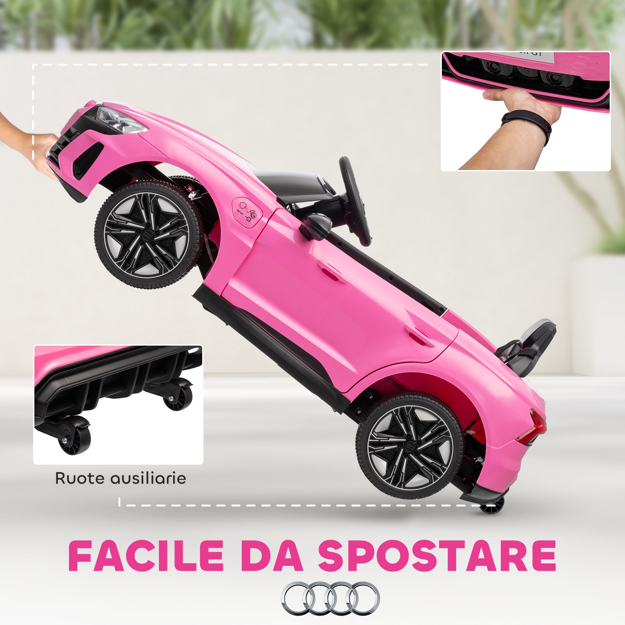 Electric Ride-On Car for Kids Ages 3-5 with Remote Control, Suspension and Horn, 103x58x41 cm, Pink