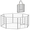 8 Panel Modular Folding Dog Playpen with Steel Door, Height 80 cm, Silver