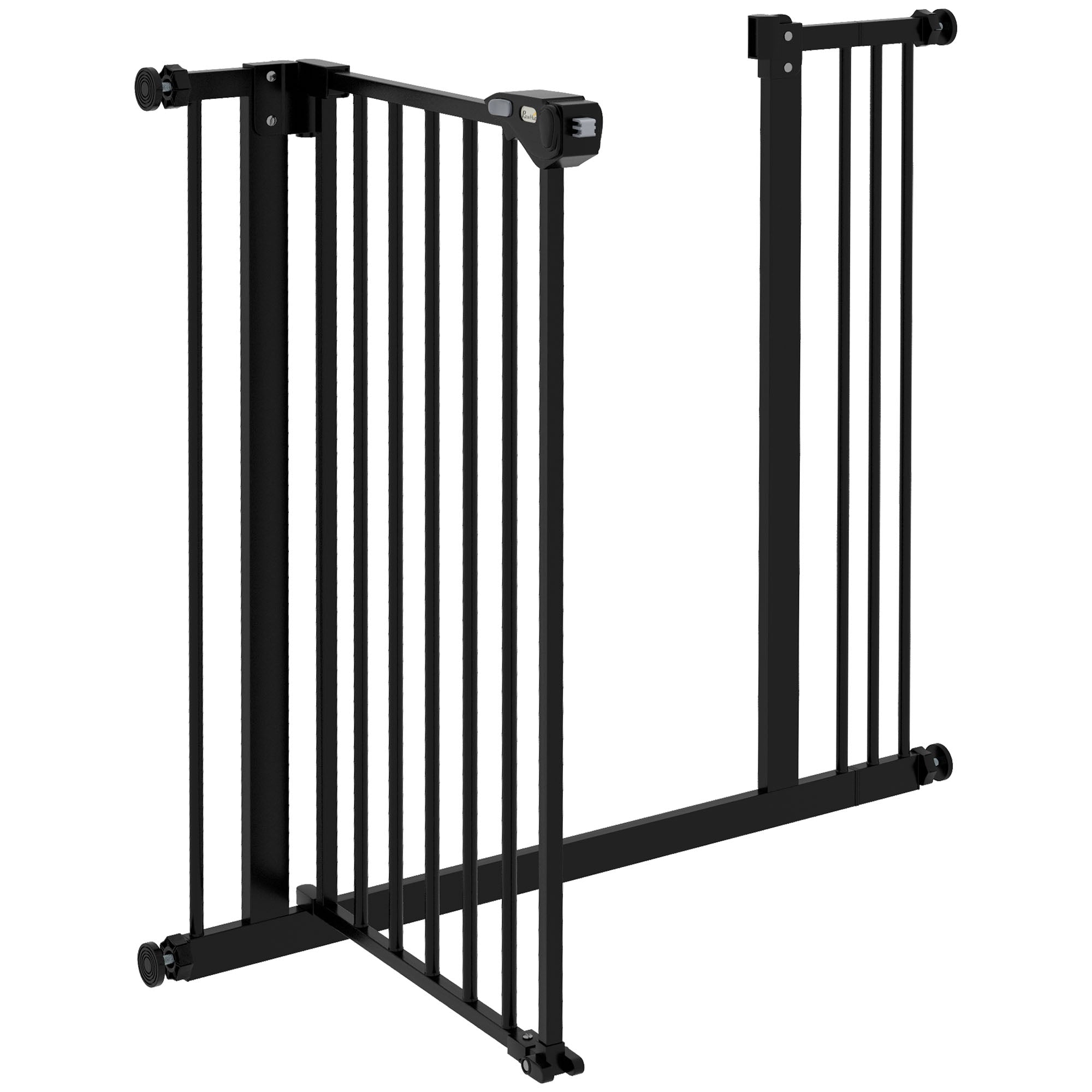 Dog Gate with 2 Extensions with Adjustable Width up to 100 cm and Automatic Closing, Black