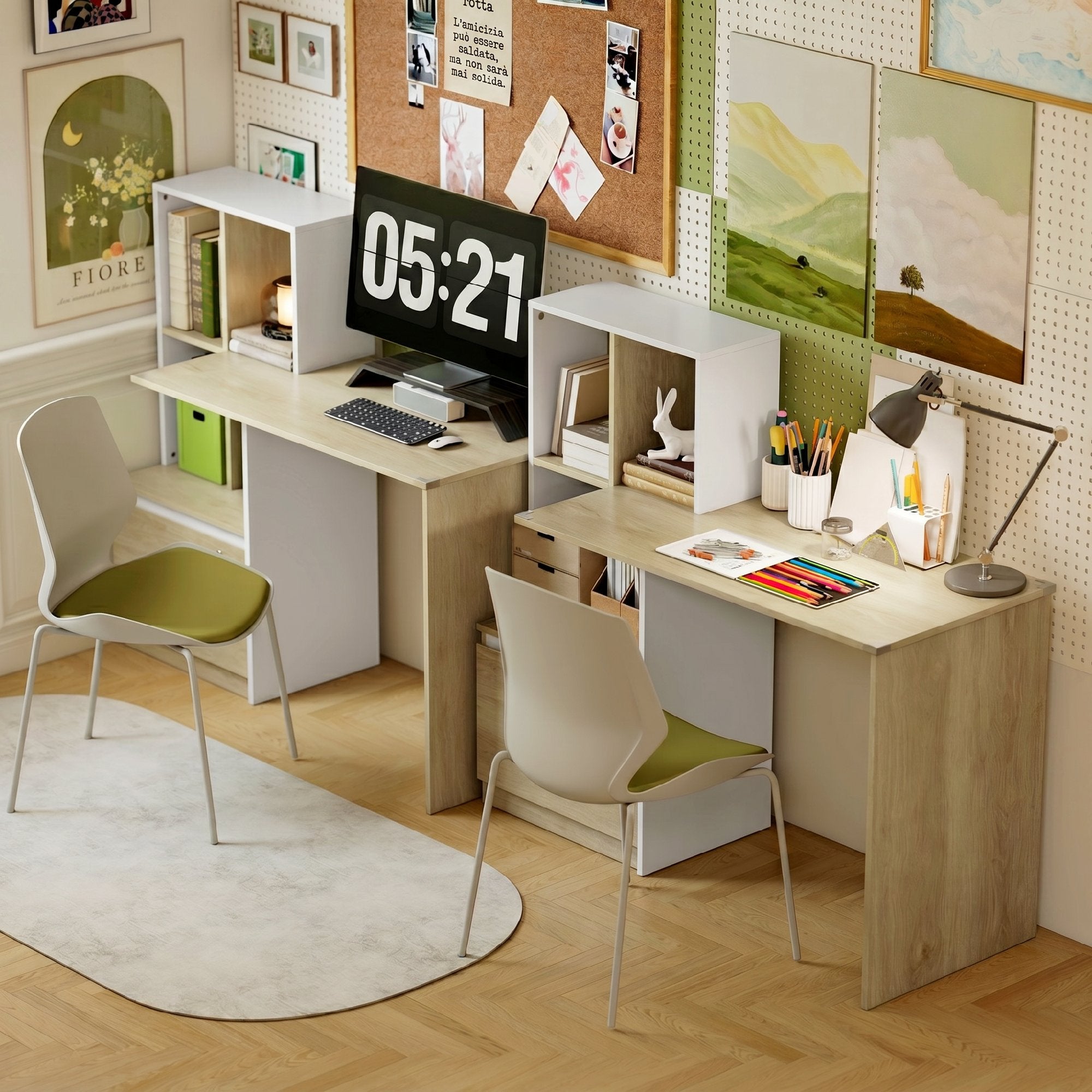 HOMCOM Desk with Bookcase, A4 Drawer, Letter Size, Legal Lock and 2 Keys, Space-Saving Desk, 126x50x109 cm, White
