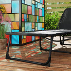 Outsunny Folding Sun Lounger with Cushion, Headrest and Side Pocket, 58x189x32.5 cm, Black