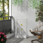 PawHut Bird Cage with Removable Tray and Perches, Parrot Aviary, 61x36.5x98 cm, White