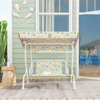 2-Seater Outdoor Children's Swing with Adjustable Canopy and Safety Belts, 112x75x120 cm, White2-Seater Outdoor Children's Swing with Adjustable Canopy and Safety Belts, 112x75x120 cm, White