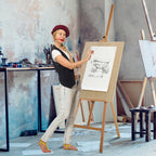 Tripod Easel with Adjustable Canvas Holder, Beech Wood, 65x68x174-230 cm