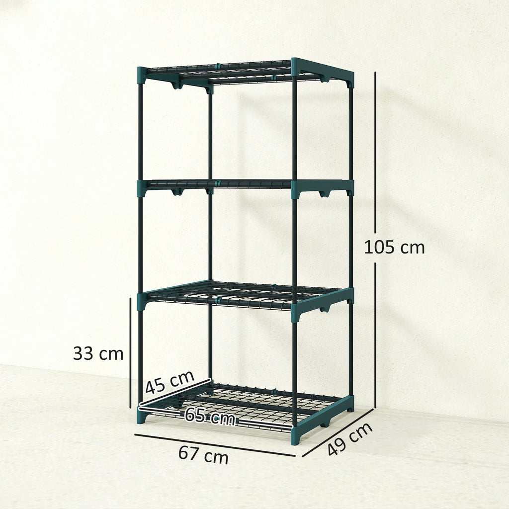 Outsunny 4-Tier Open Plant Stand in Steel and Plastic, 67x49x105 cm, Dark Green