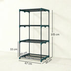 Outsunny 4-Tier Open Plant Stand in Steel and Plastic, 67x49x105 cm, Dark Green