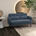 2-Seater Sofa with Fabric Upholstery and 2 Cushions, 135x74x82cm, Dark Blue