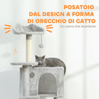 Cat Tree, 160 cm Tall, with 2 Cat Houses, Hammock, Bed and Sisal Posts, Grey