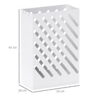 Design Umbrella Stand with Drip Tray and 4 Metal Hooks, 28x14x41 cm, White