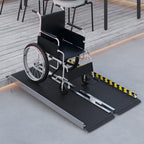 Folding Aluminum Wheelchair Ramp with Deflectors and Stickers, 122 x 73.6 x 5.1 cm, Black
