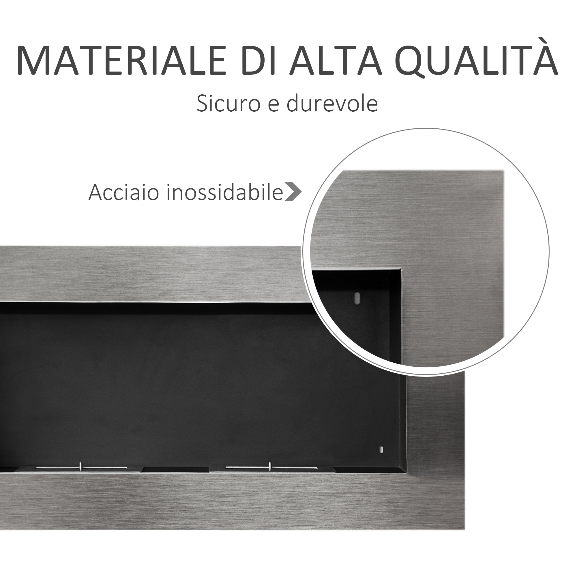 Wall-Mounted Bioethanol Fireplace Made of Stainless Steel with 2 Burners 0.9LT 110 x 54 x 14cm