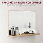 Wall Mounted Bathroom Mirror with Shelf, Modern and Multipurpose Design, 60x12x40 cm, Wood