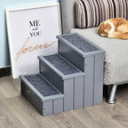 3-Step Dog Stairs with Non-Slip Mat and Storage Space, 40.5 x 44.5 x 38 cm, Grey
