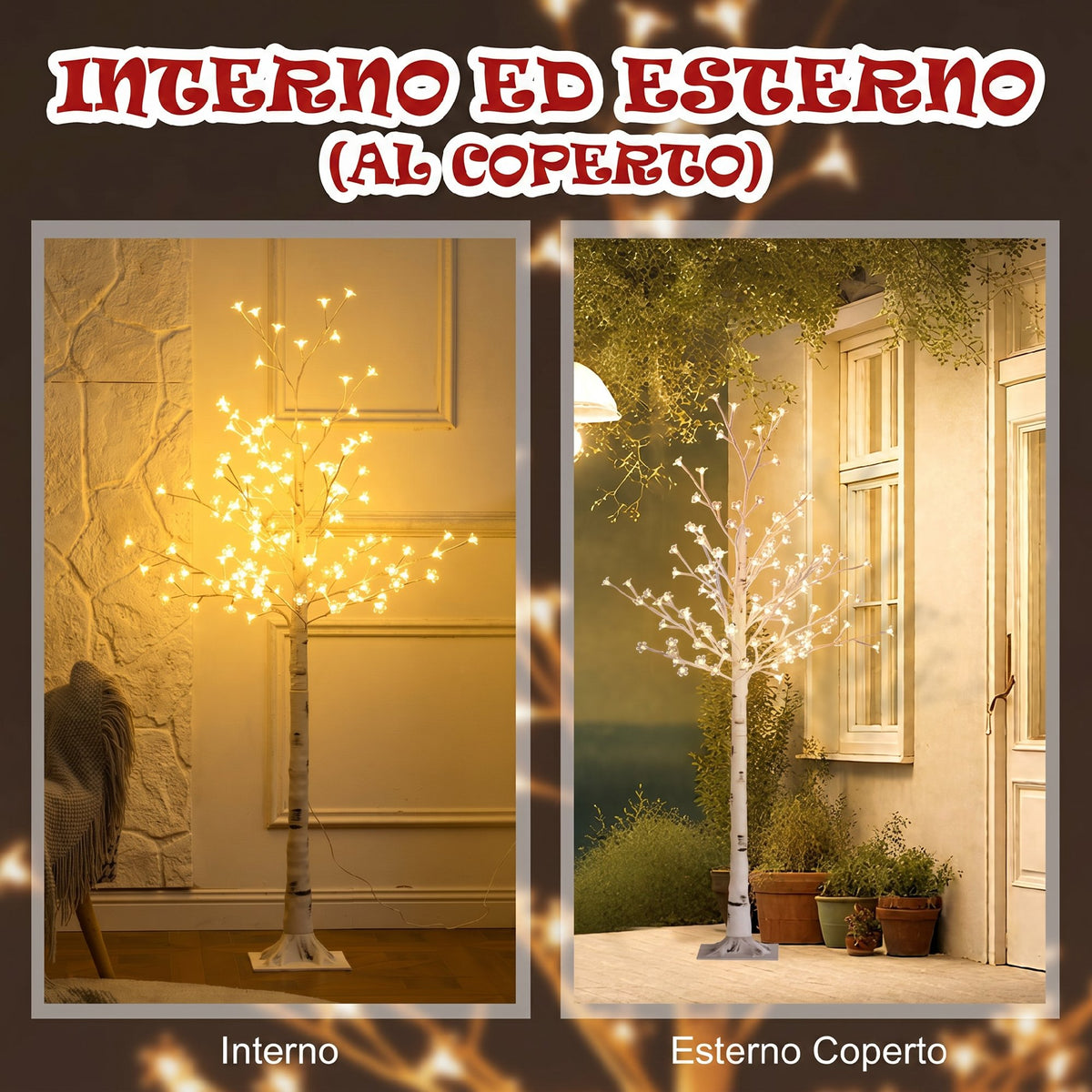 HOMCOM 150cm Tall Cherry Blossom Tree with 120 LED Lights and 3 Brightness Levels for Indoor and Outdoor Use, White
