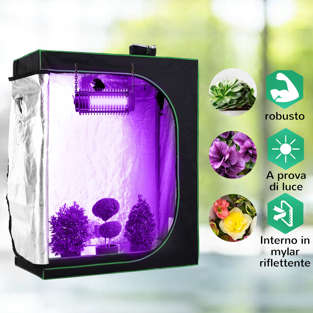 Mylar Hydroponic Greenhouse with Adjustable Air Vents for Indoor Growing, 120x60x150cm, Black