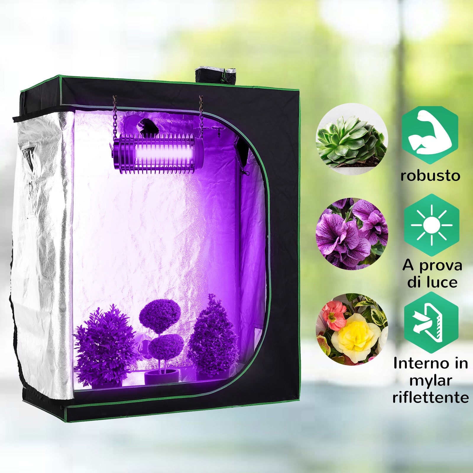 Mylar Hydroponic Greenhouse with Adjustable Air Vents for Indoor Growing, 120x60x150cm, Black