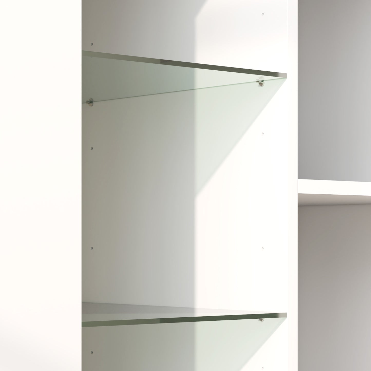 LED Storage Cabinet with 3 Open Shelves and 2-Tier Cabinet, Wood and Glass, 75x40.1x83 cm, White