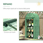 Outsunny Garden Greenhouse with Metal Shelves, PE Cover and Roll-Up Door 80x49x160cm, Green