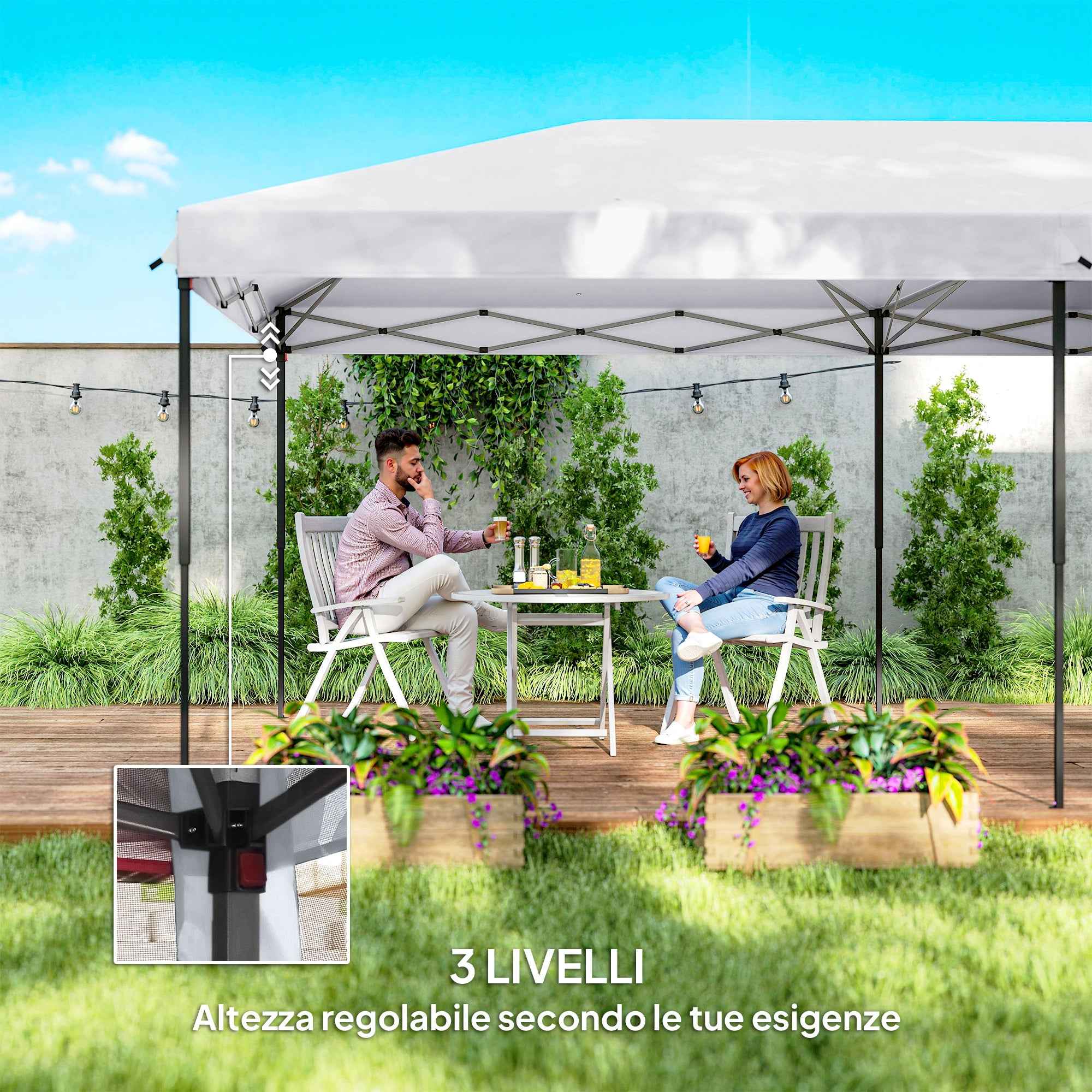 Outsunny 6x3m Folding Garden Gazebo with Mosquito Net and Carry Bag, Cream